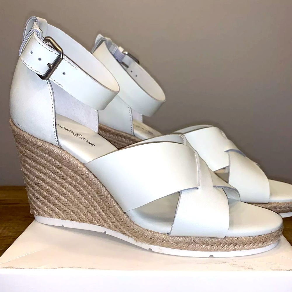 NWOT TREASURE& BOND POPPY ESPADRILLE WEDGE HEELS WHITE ANKLE STRAP SANDALS 10 m